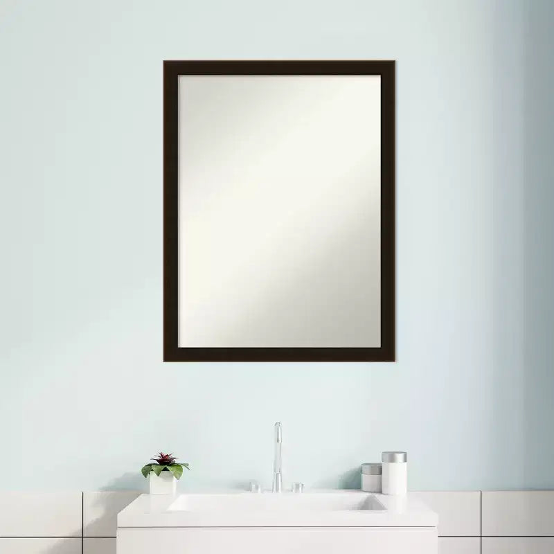 Miroir de salle de bain en bois brun expresso sans biseaux
