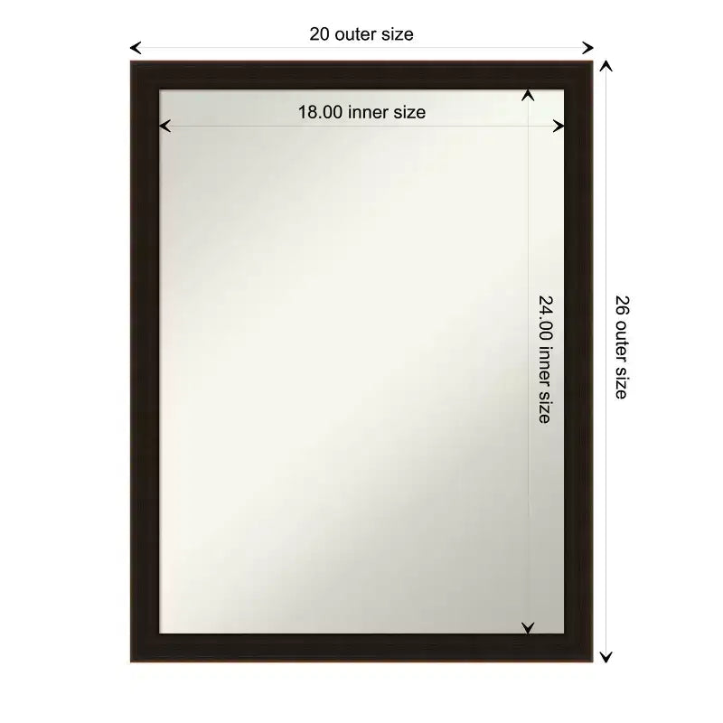 Miroir de salle de bain en bois brun expresso sans biseaux