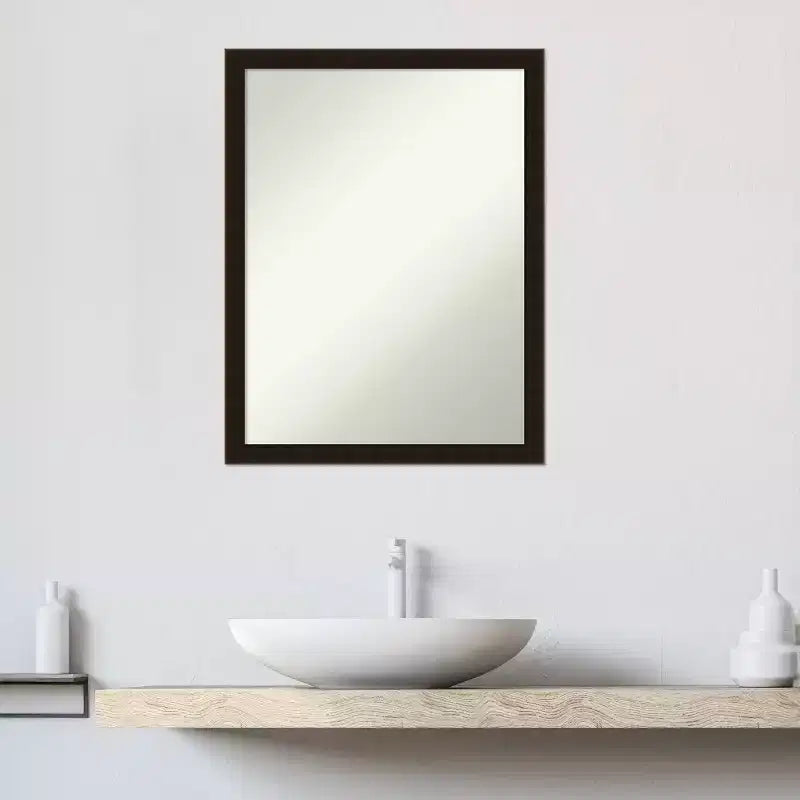 Miroir de salle de bain en bois brun expresso sans biseaux
