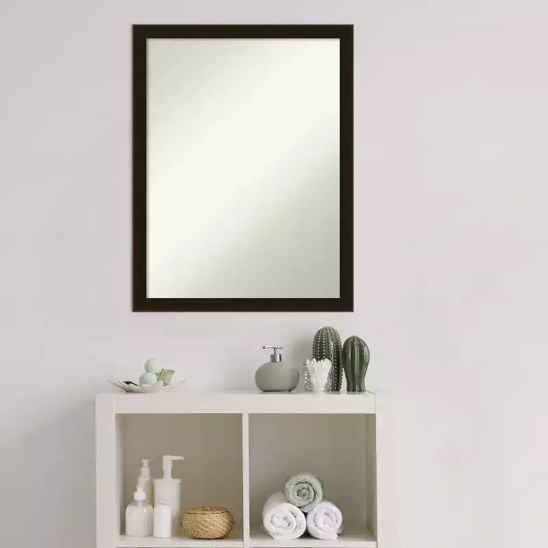 Miroir de salle de bain en bois brun expresso sans biseaux