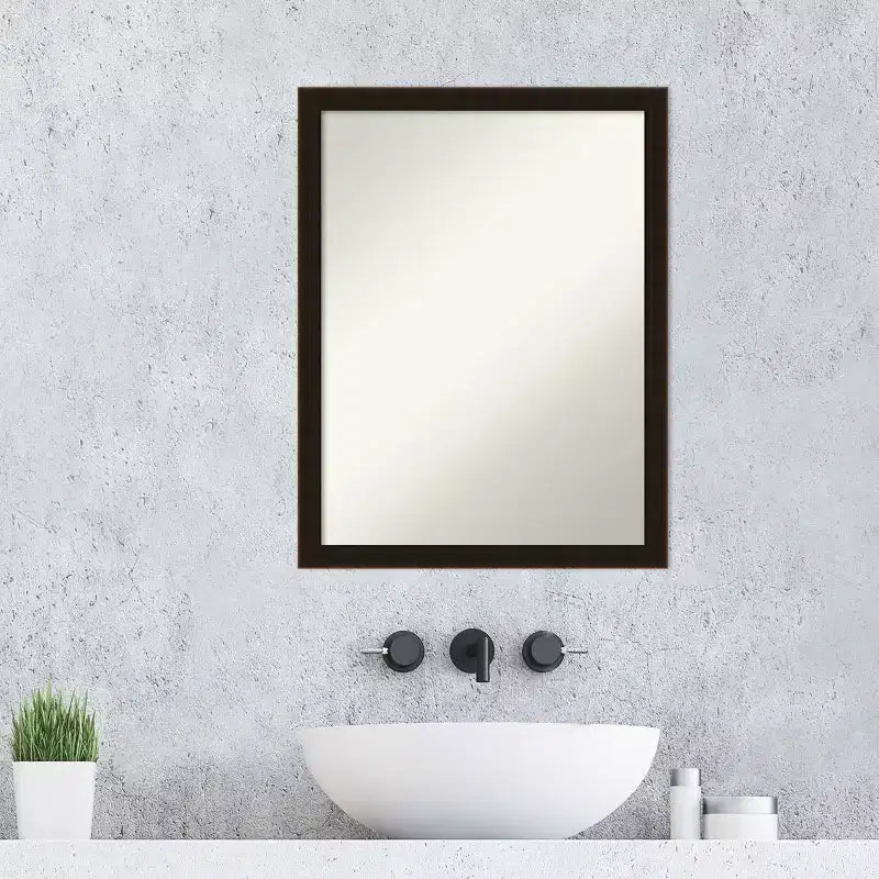 Miroir de salle de bain en bois brun expresso sans biseaux