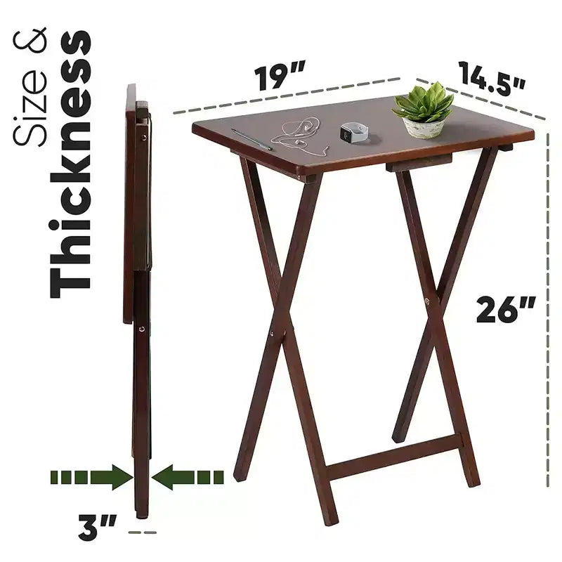 Table de plateau-repas portable pliante pour télévision, en chêne miel