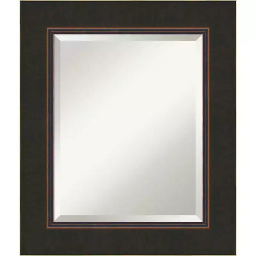 Amanti Art Milano Bronze Beveled Wood Bathroom Wall Mirror