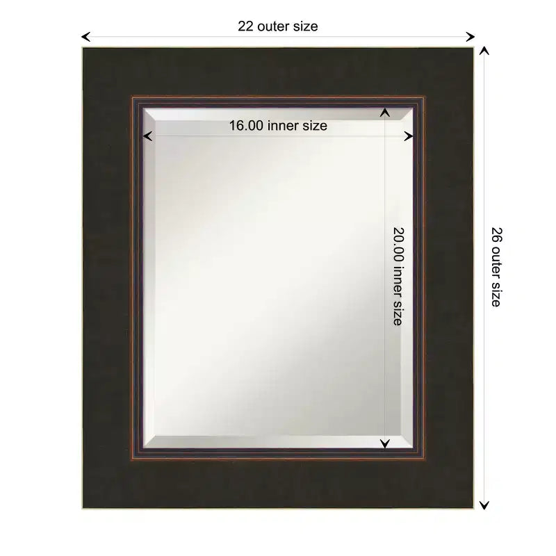 Miroir mural de salle de bain en bois oblique bronze