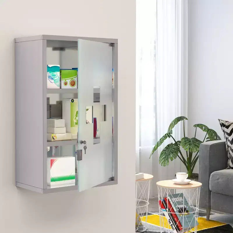Armoire à pharmacie verrouillable, avec étagères de rangement, armoire médicale sécurisée et verrouillable, armoire de salle de bain d'urgence