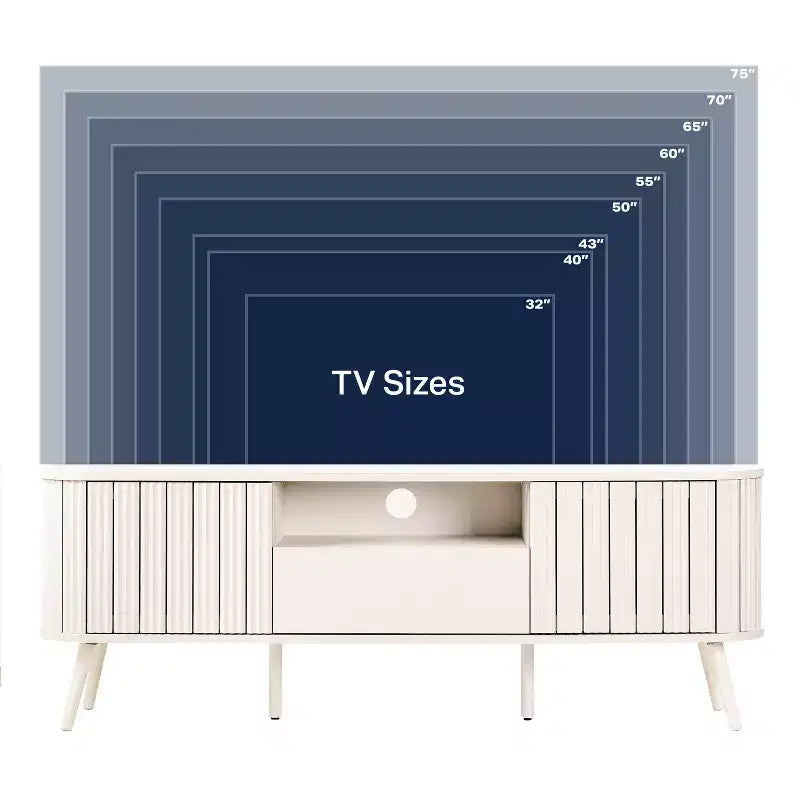 Meuble TV incurvé de style campagnard avec tiroirs et portes de rangement