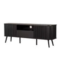 JONATHAN Y TVS1001A Damien 70 in. Farmhouse Curved TV Stand with Drawer and Storage Doors Fits TVs up to 75 in. with Cable Management